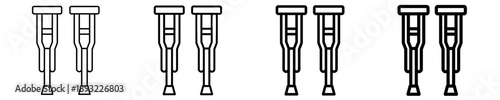 Crutches Support Icon Set Different Style Collection