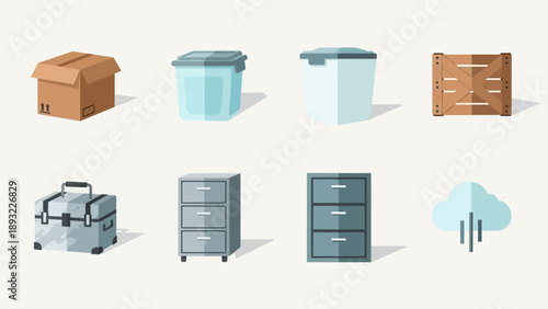 Collection of storage and organization containers