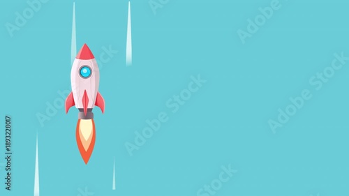 Rocket Fly animation in 2D and cartoon style ,suitable  Concept marketing and start up, search engine and innovation. Alpha channel only 4k
