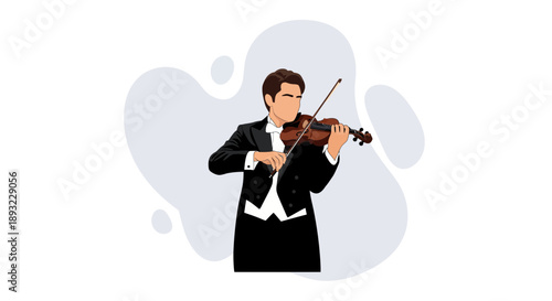 Male Violinist Playing Classical Music Instrument.