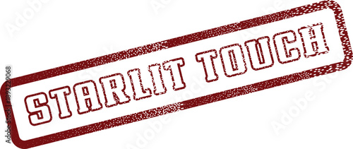 Starlit Touch message appears as a deep red distressed rubber stamp effect on a white plane