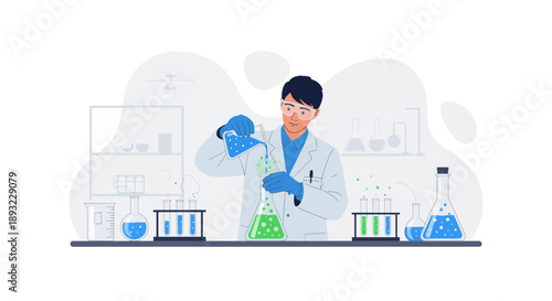 Scientist Conducting Chemical Experiment In Laboratory.