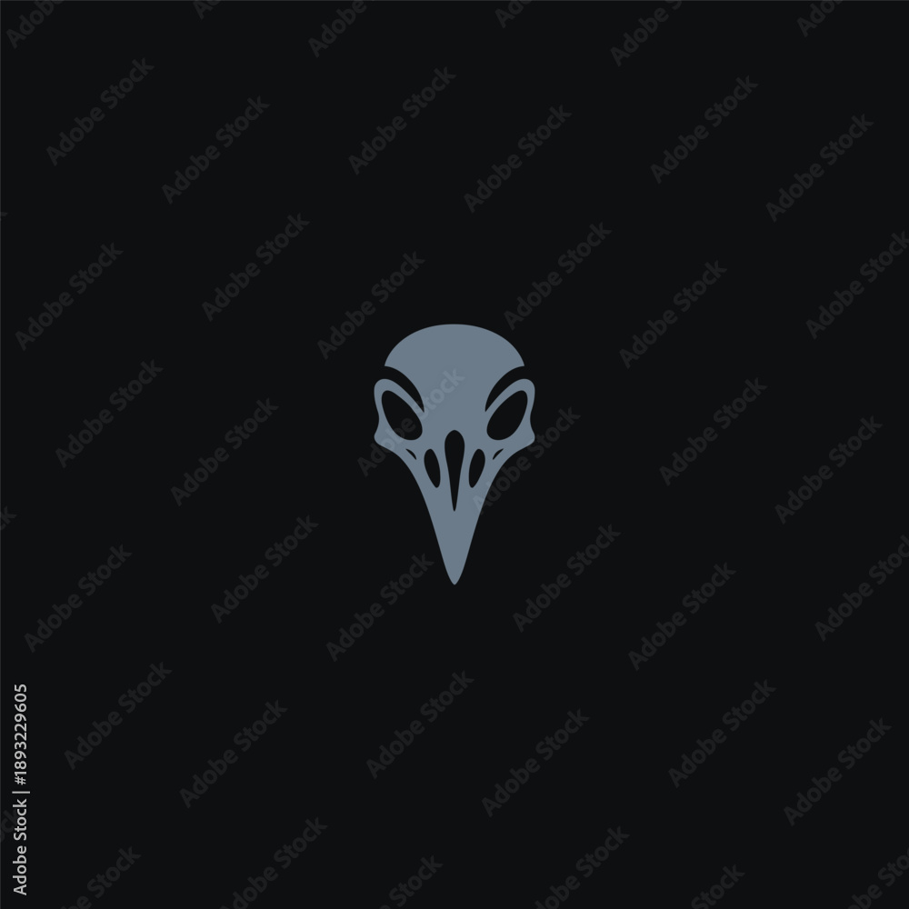 Obraz premium Raven skull logo in dark and striking minimalist design.
