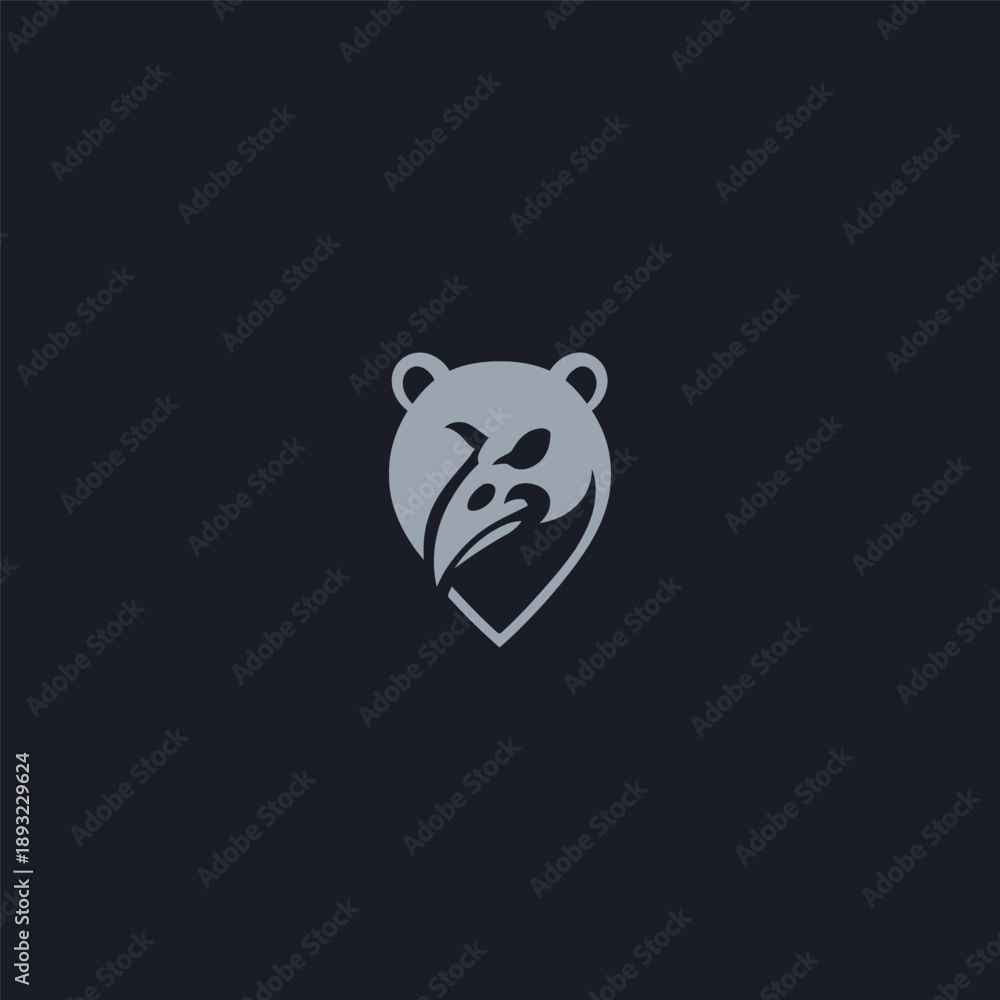 Obraz premium Abstract bear raven logo in bold and symbolic minimalist design.