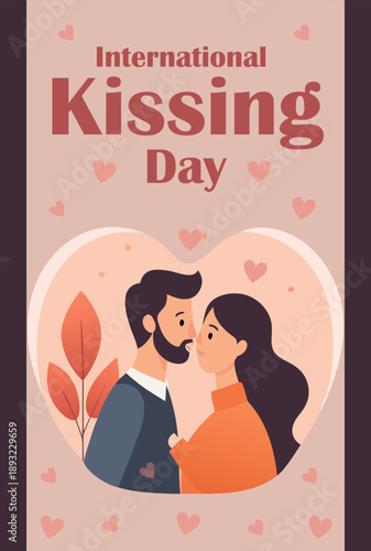 Celebrate international kissing day with a loving couple's affectionate embrace