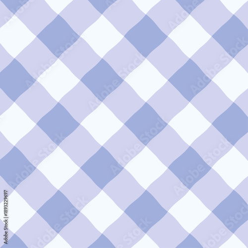 シンプルな青紫のチェック柄、少し波打ったゆるい線がかわいいアーガイル柄パターン