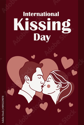 Celebrating international kissing day with a loving couple's affectionate embrace