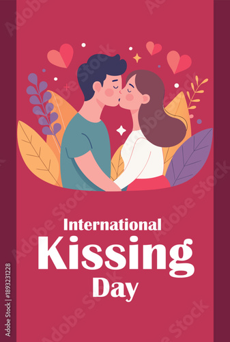 Celebrating international kissing day with a loving couple's affectionate moment