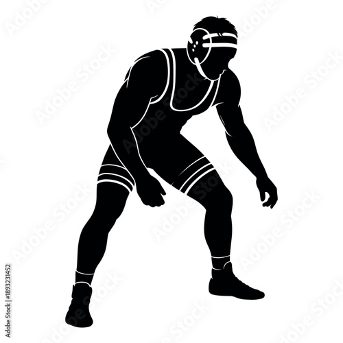 Wrestler Vector Silhouette Athletic Sport Illustration
