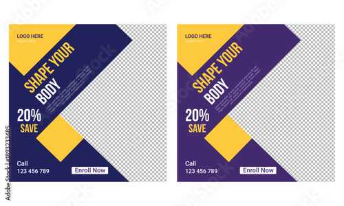 Gym fitness social media post template