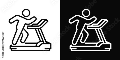 Treadmill Icon White And Black Background Style