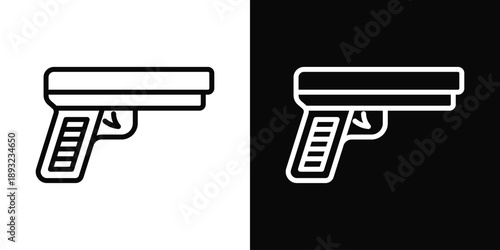 Airsoft gun Icon White And Black Background Style
