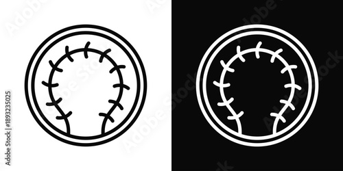 Baseball Icon White And Black Background Style