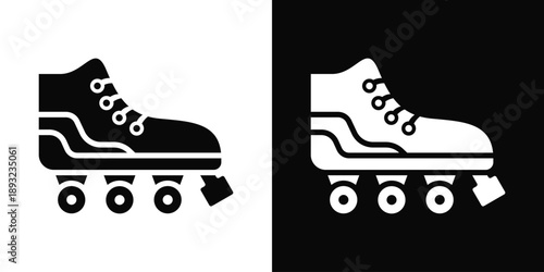 Roller skates Icon White And Black Background Style