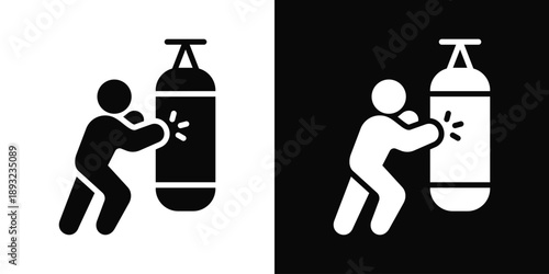 Punching bag Icon White And Black Background Style