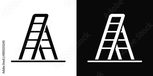 Ladder Icon White And Black Background Style