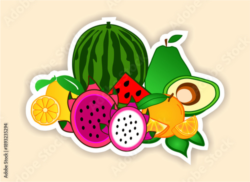 Vector color fruit logo editable