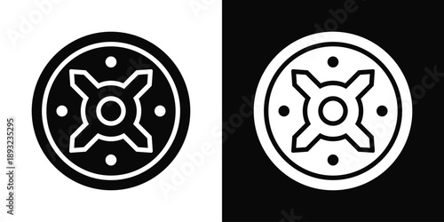 Weight plates Icon White And Black Background Style