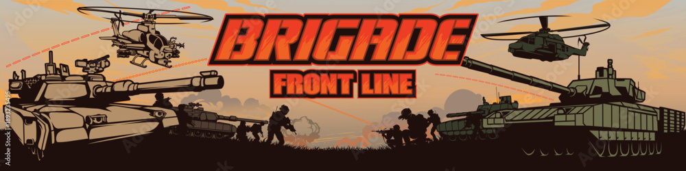 Fototapeta premium Army Military Illustration Banner Background Design Vector