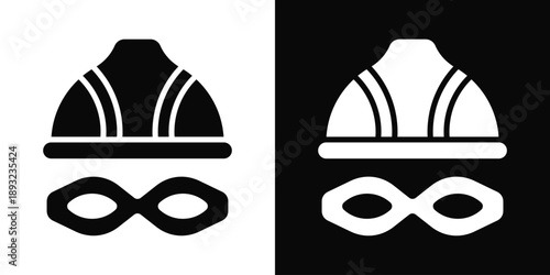 Swim cap Icon White And Black Background Style