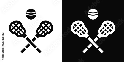 Lacrosse stick Icon White And Black Background Style