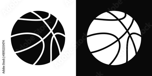 Basketball Icon White And Black Background Style