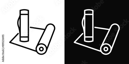 Yoga mat Icon White And Black Background Style