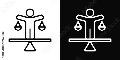 Balance beam Icon White And Black Background Style