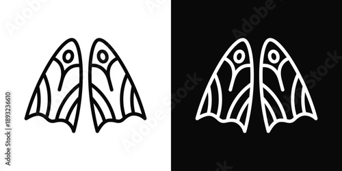 Flippers Icon White And Black Background Style