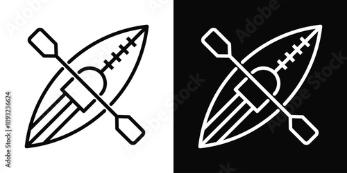 Kayak Icon White And Black Background Style