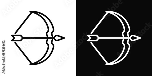 Archery bow Icon White And Black Background Style