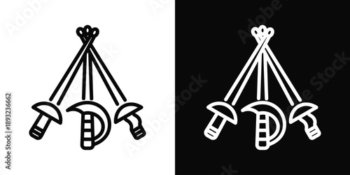 Fencing sword Icon White And Black Background Style