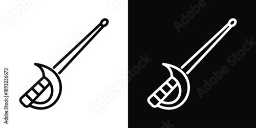 Fencing Icon White And Black Background Style