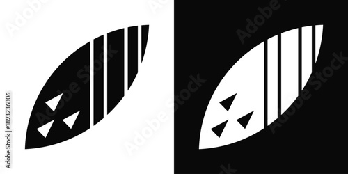 Surfing Icon White And Black Background Style
