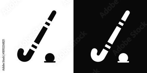 Field hockey Icon White And Black Background Style