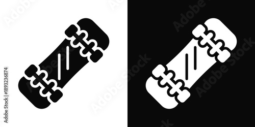 Skateboard Icon White And Black Background Style