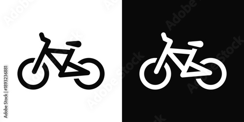 Bicycle Icon White And Black Background Style