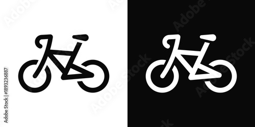 Road bike Icon White And Black Background Style