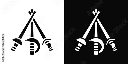 Fencing sword Icon White And Black Background Style