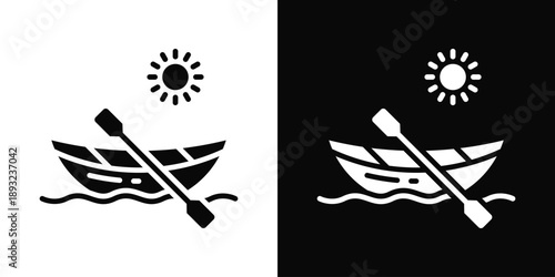 Canoe Icon White And Black Background Style