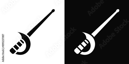 Fencing Icon White And Black Background Style