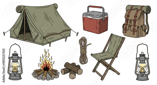 Camping gear collection