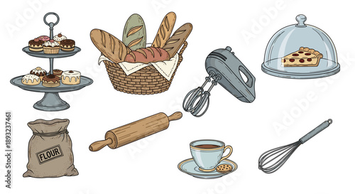 Baking and bakery items set
