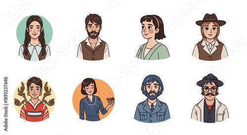 Pixel art style diverse character portraits