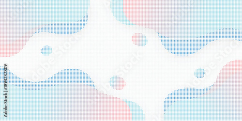 Blue and pink abstract shapes in a grid pattern