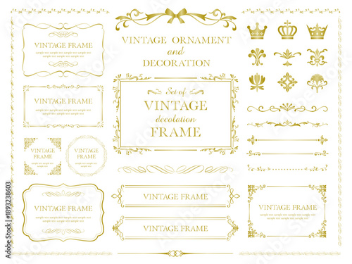 ヨーロッパの豪華なヴィンテージフレームベクターセット。装飾的なカール、仕切り、ボーダーデザイン。結婚式の招待状、化粧品のラベル、ブティック、スパのロゴデザインやカードのデザイン要素。