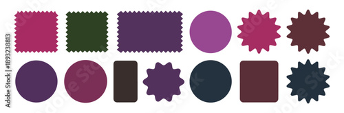 Set of Colorful Blank Decorative Badges Labels and Stickers in Various Shapes
