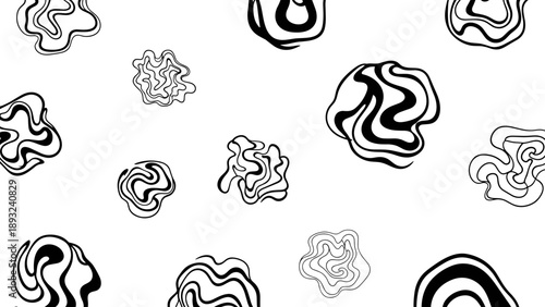 Abstract Organic Shapes Black White Pattern.