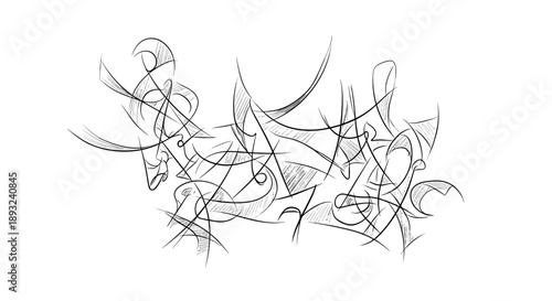 Abstract Sketch of Dynamic Figures in Motion.