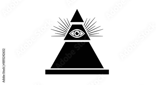 All Seeing Eye Pyramid Symbol Illustration.
